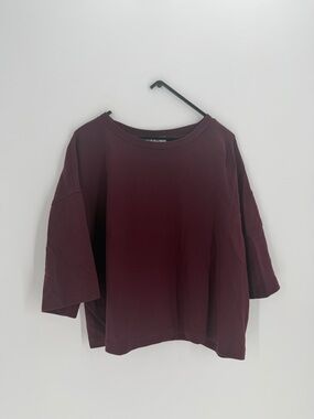 Cos Oversized Boxy T-Shirt In Burgundy